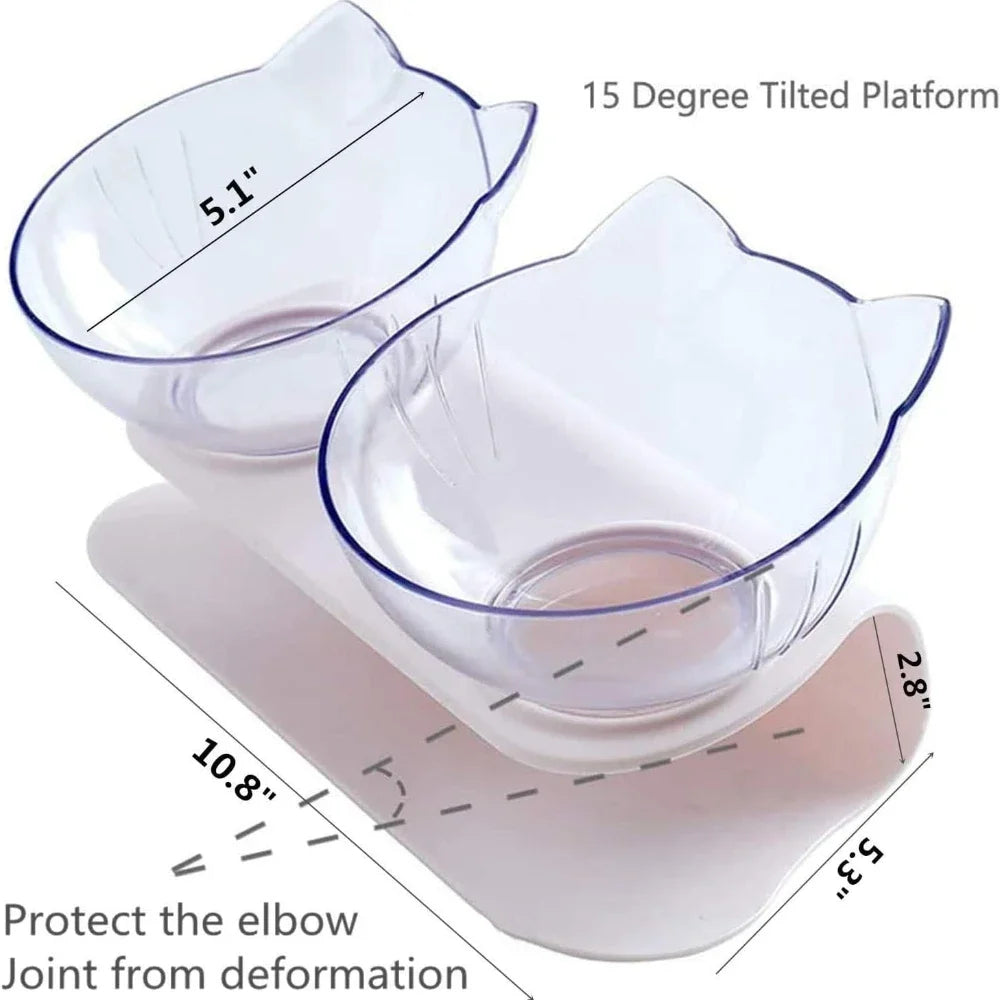 Gamelle Double Chat Chien Surélevée 15° Inclinable - Bol Antidérapant