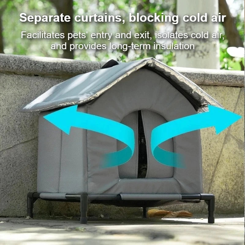 Niche Chat Chien Extérieur Imperméable Hiver - Abri Pliable Lavable