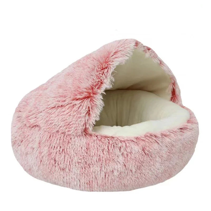 Lit Chat Chien Rond Peluche Doux avec Housse - Nid Chaud Petit Chien.