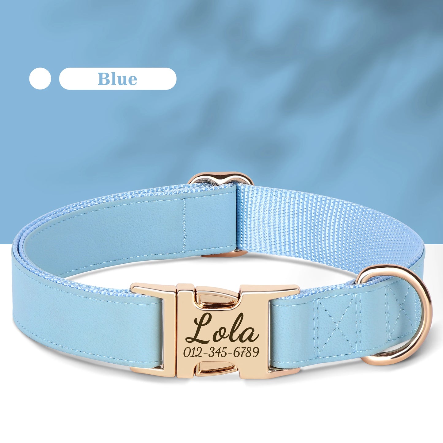 Collier Chien Personnalisé Cuir Gravure Gratuite - Anti-Perte Bulldog Carlin