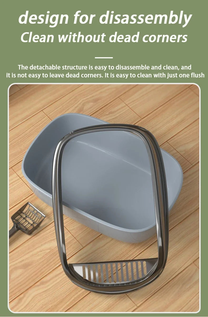 Bac à Litière Chat Semi-Fermé Anti-Éclaboussures avec Pelle.