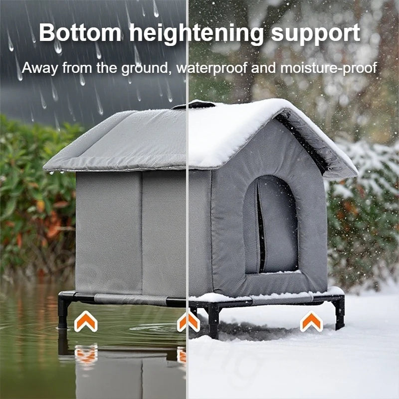Niche Chat Chien Extérieur Imperméable Hiver - Abri Pliable Lavable