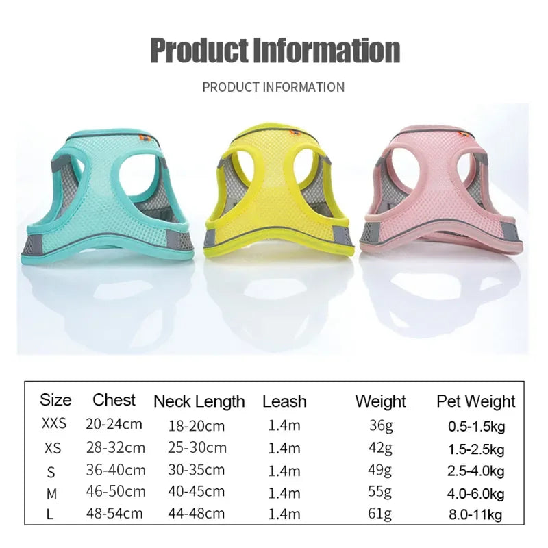 Harnais Chat Chien Gilet Réfléchissant Respirant Ajustable - Promenade | AccessoiresAnimals
