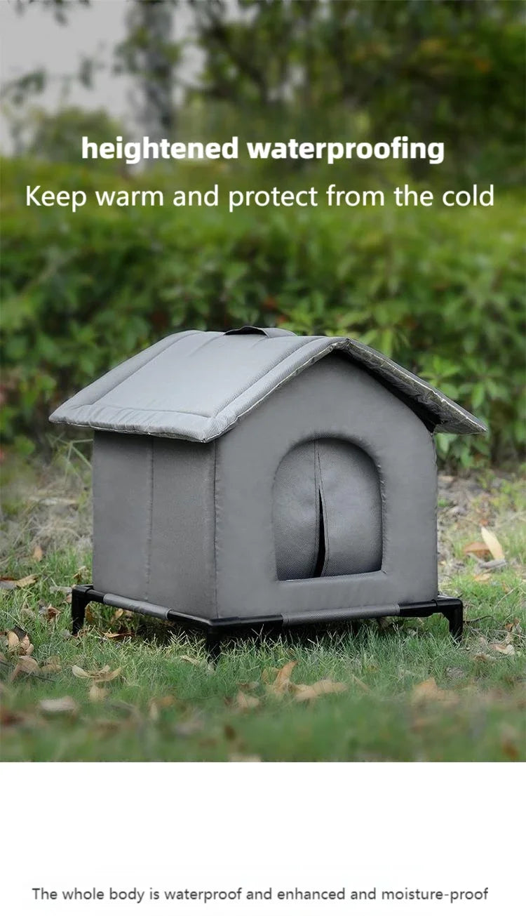 Niche Chat Chien Extérieur Imperméable Hiver - Abri Pliable Lavable