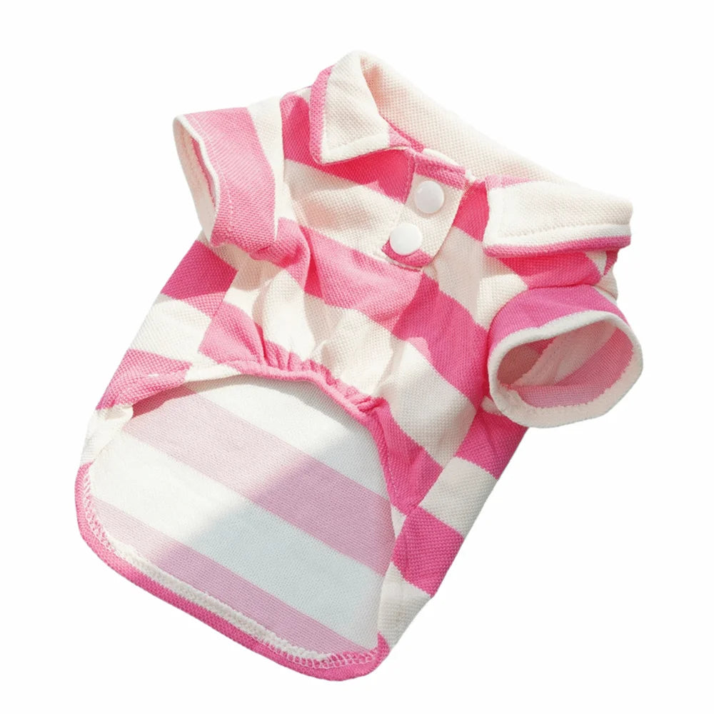 T-shirt Rayé Chien Chat - Débardeur Coton Confortable pour Animaux Été