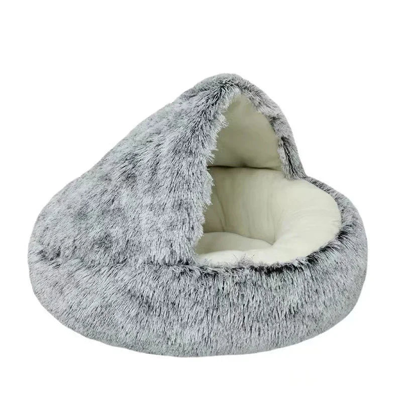 Lit Chat Chien Rond Peluche Doux avec Housse - Nid Chaud Petit Chien.