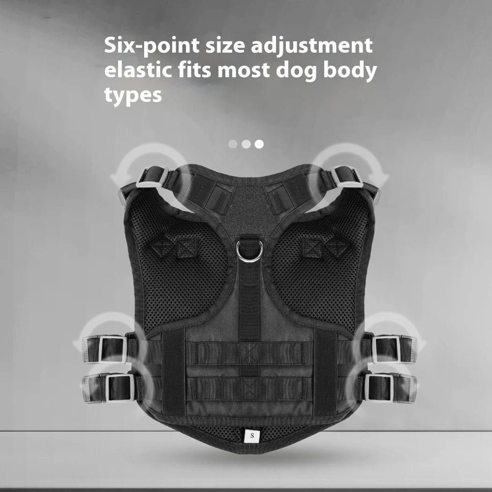 Harnais Tactique Chien Anti-Traction Oxford Léger - Gilet Réfléchissant Grand Chien