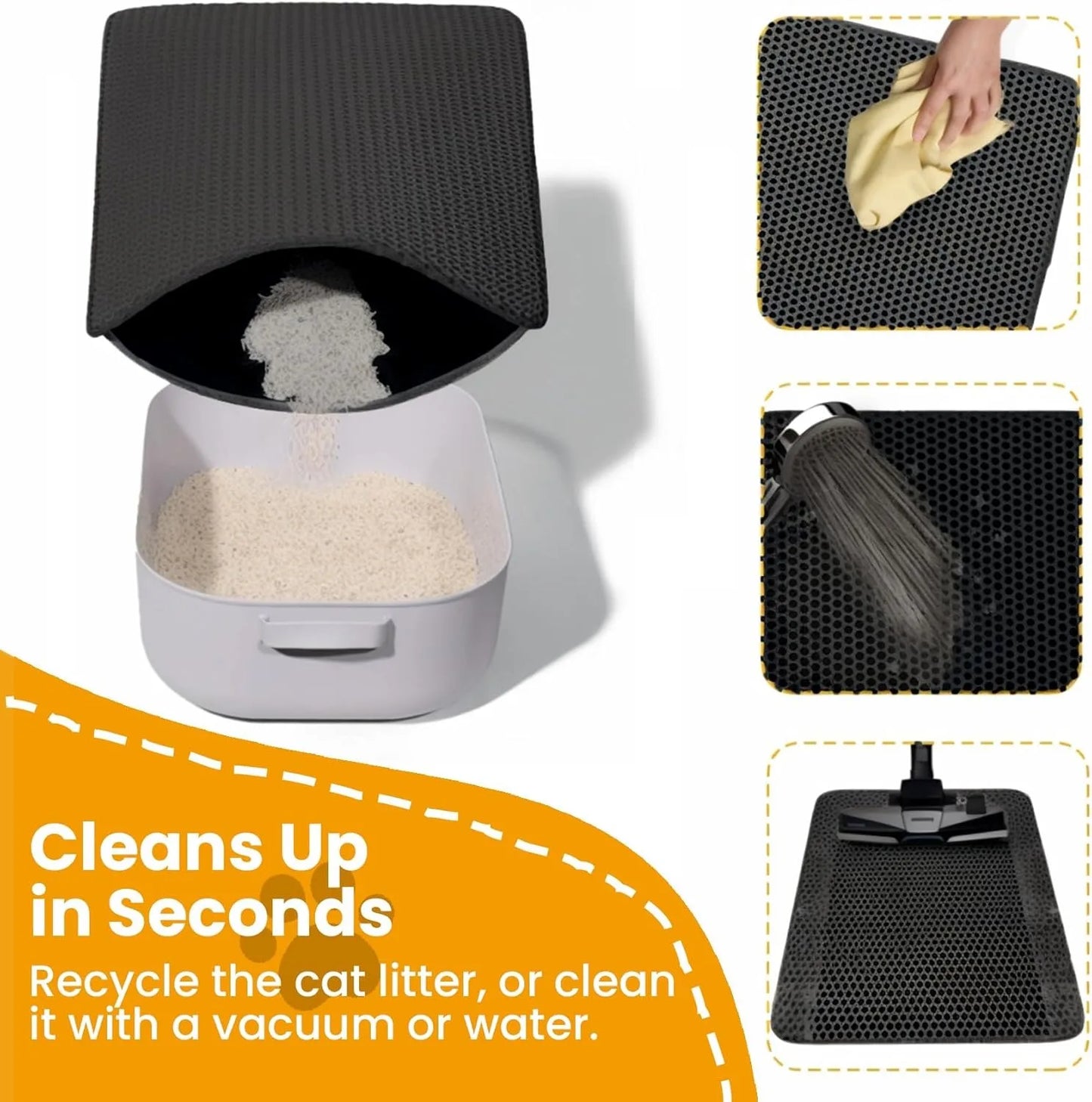 Alfombrilla para arena de gato de doble capa, antideslizante e impermeable - Accesorios para mascotas