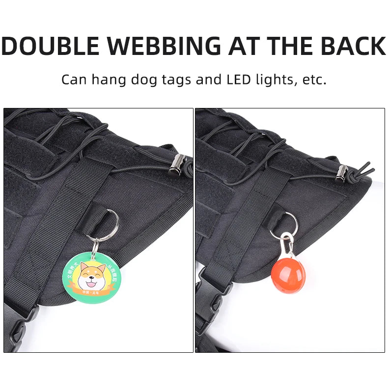 Harnais Tactique Chien Anti-Traction Oxford Léger - Gilet Réfléchissant Grand Chien