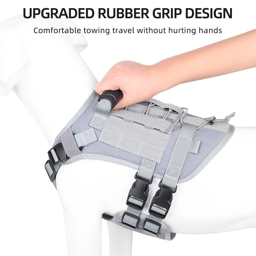 Harnais Tactique Chien Anti-Traction Oxford Léger - Gilet Réfléchissant Grand Chien