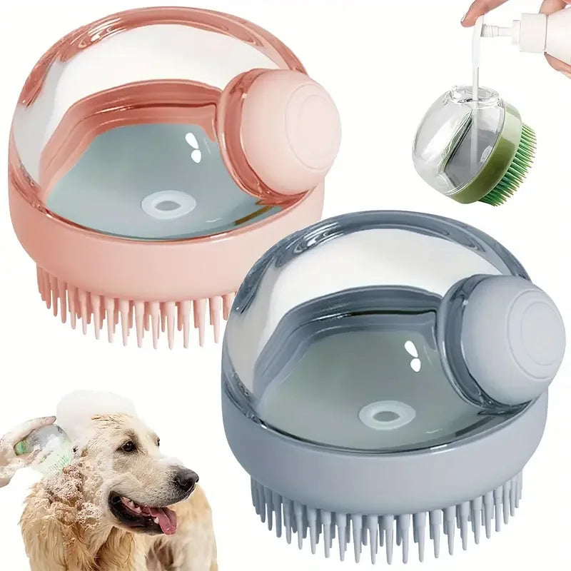 Cepillo de baño para perros con dispensador de jabón de silicona - Masaje y aseo | Accesorios para mascotas