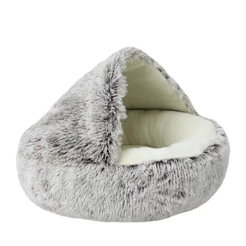 Lit Chat Chien Rond Peluche Doux avec Housse - Nid Chaud Petit Chien.