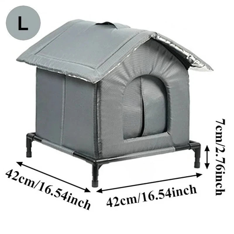 Niche Chat Chien Extérieur Imperméable Hiver - Abri Pliable Lavable