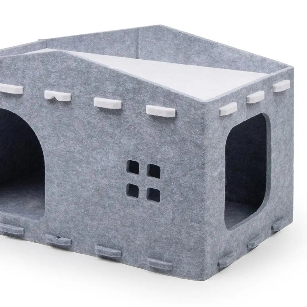 Niche Chat Feutre Grotte Nid - Maison Cachette Cube 2-en-1 Griffoir | AccessoiresAnimals