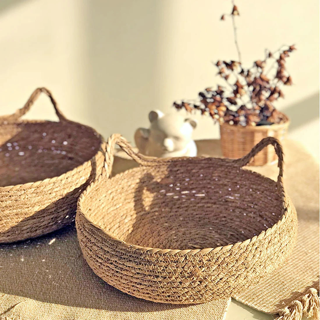 Panier Lit en Rotin pour Chat et Chien - Niche Naturelle Confortable