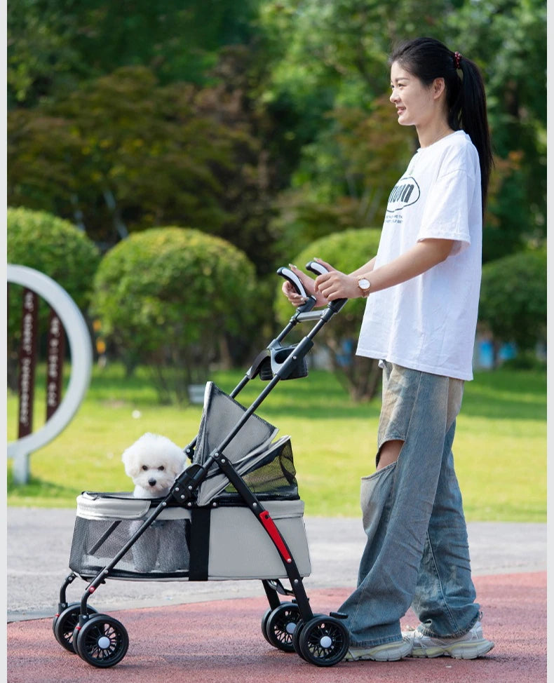 Poussette pour Petit Chien Pliable & Légère - Panier de Transport