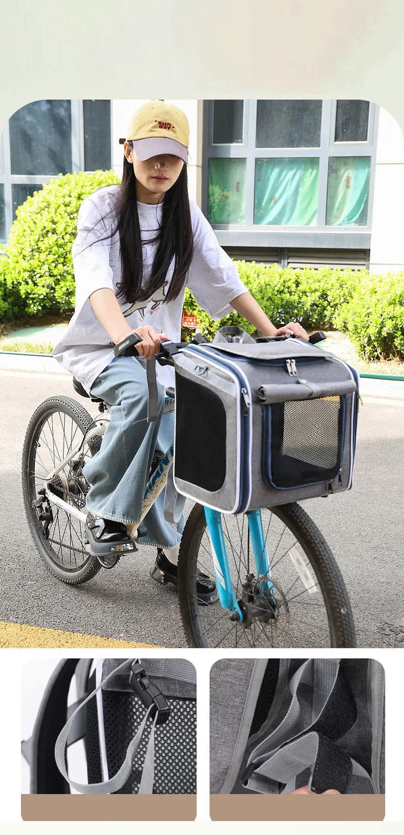 Sac Vélo Chat Chien Portable - Panier Transport Moto Extérieur