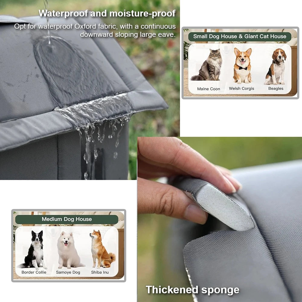 Niche Chat Chien Extérieur Imperméable Hiver - Abri Pliable Lavable