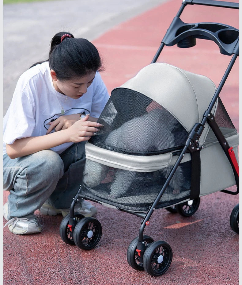 Poussette pour Petit Chien Pliable & Légère - Panier de Transport