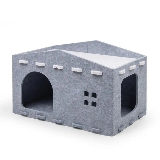 Cueva nido de fieltro para gatos - Casa cúbica 2 en 1 con rascador | Accesorios para mascotas