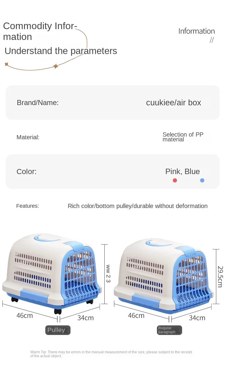 Cage Transport Plastique Chat Chien Portable Aviation - Boîte Voyage Voiture