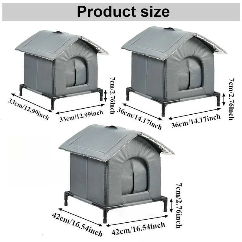 Niche Chat Chien Extérieur Imperméable Hiver - Abri Pliable Lavable