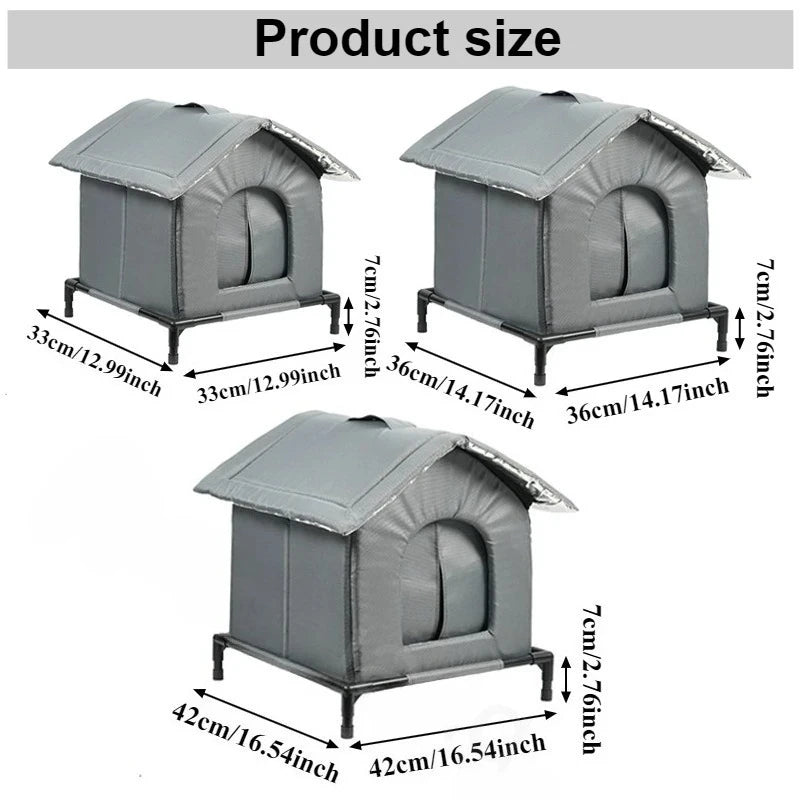 Niche Chat Chien Extérieur Imperméable Hiver - Abri Pliable Lavable