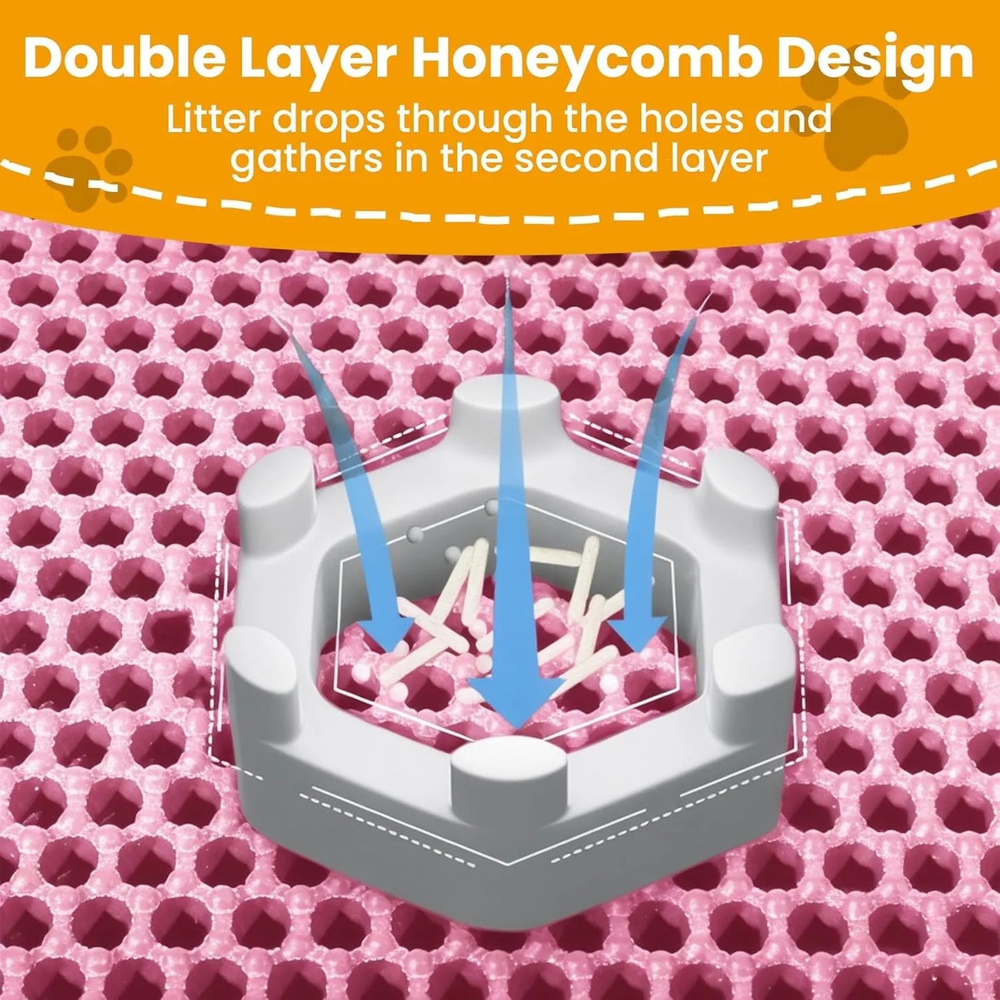 Alfombrilla para arena de gato de doble capa, antideslizante e impermeable - Accesorios para mascotas