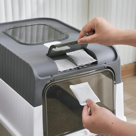 Litière Chat Fermée Anti-Odeur UV - Bac à Litière Tiroir Grande Taille.