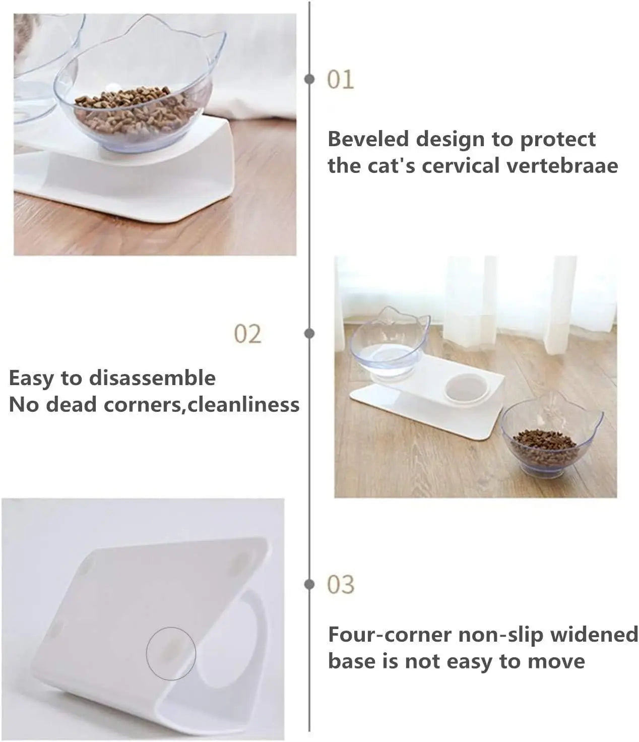 Gamelle Double Chat Chien Surélevée 15° Inclinable - Bol Antidérapant