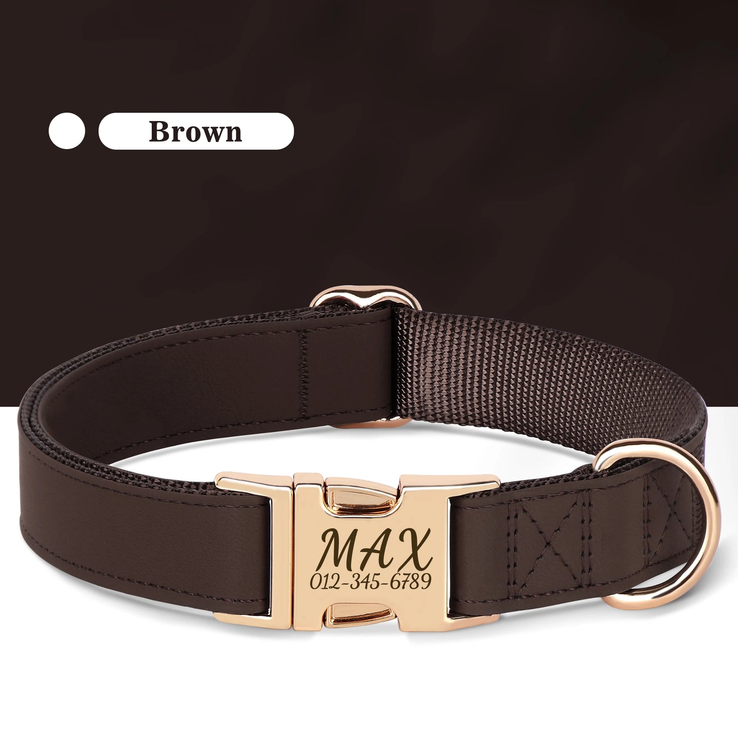 Collier Chien Personnalisé Cuir Gravure Gratuite - Anti-Perte Bulldog Carlin