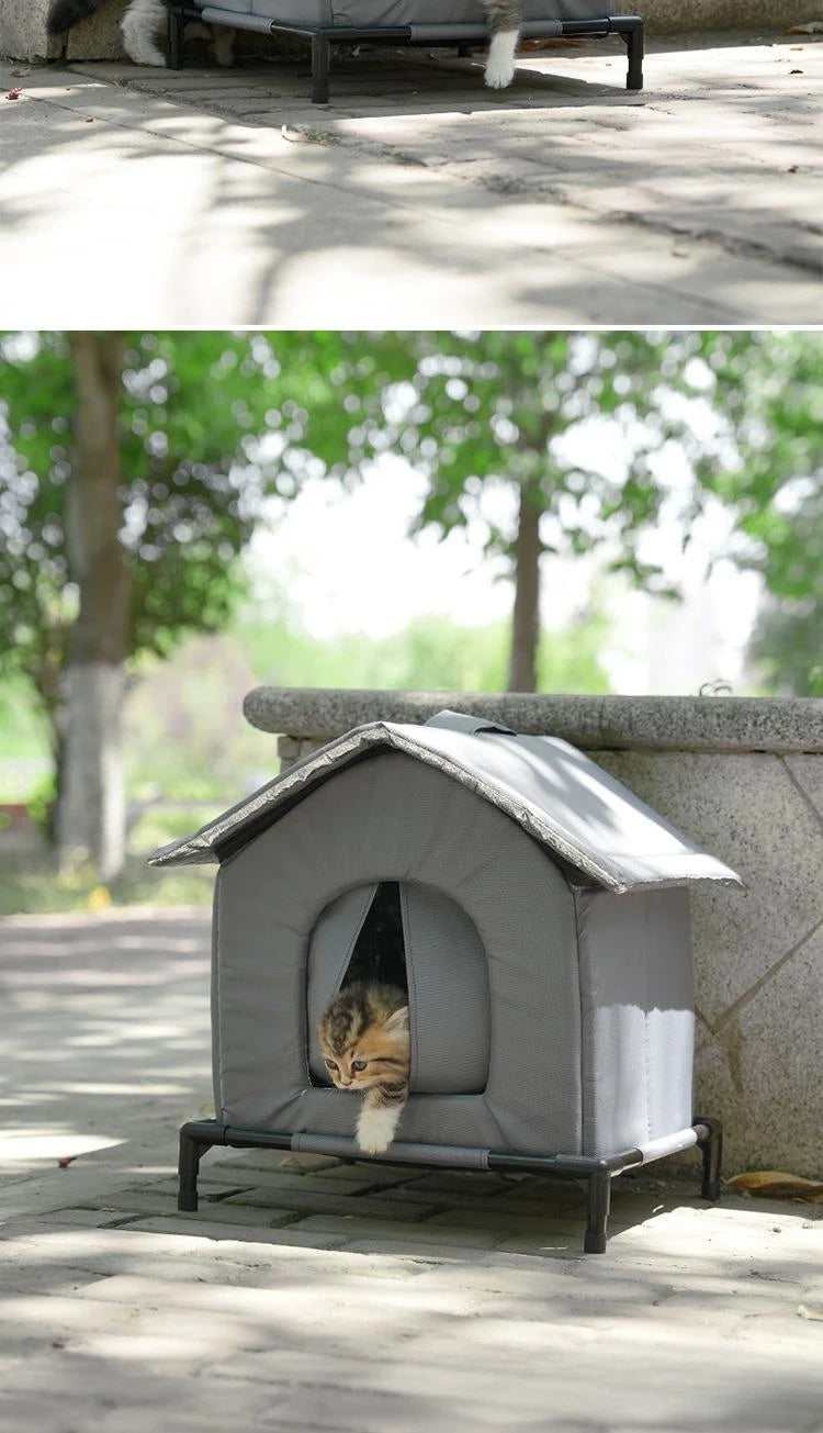 Niche Chat Chien Extérieur Imperméable Hiver - Abri Pliable Lavable