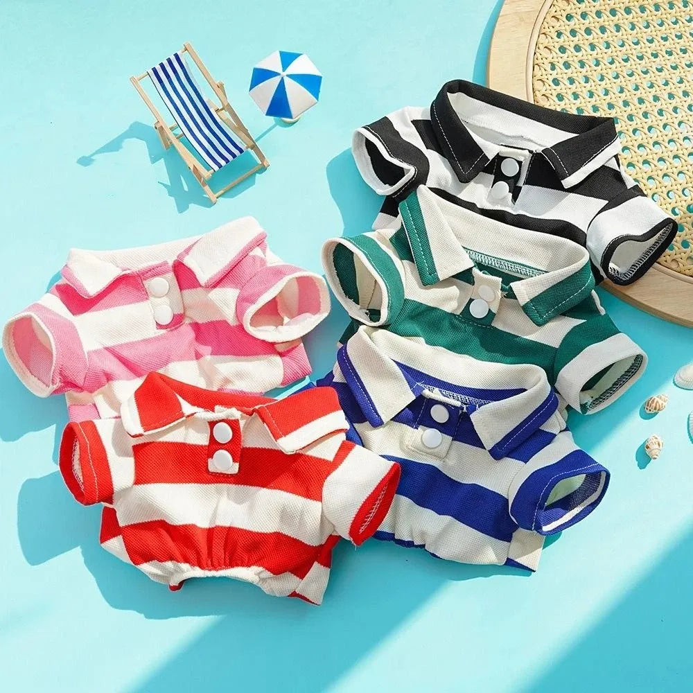 T-shirt Rayé Chien Chat - Débardeur Coton Confortable pour Animaux Été