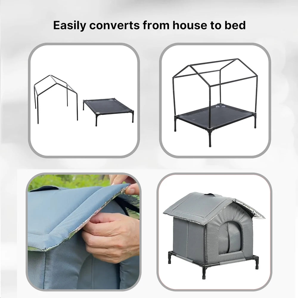 Niche Chat Chien Extérieur Imperméable Hiver - Abri Pliable Lavable