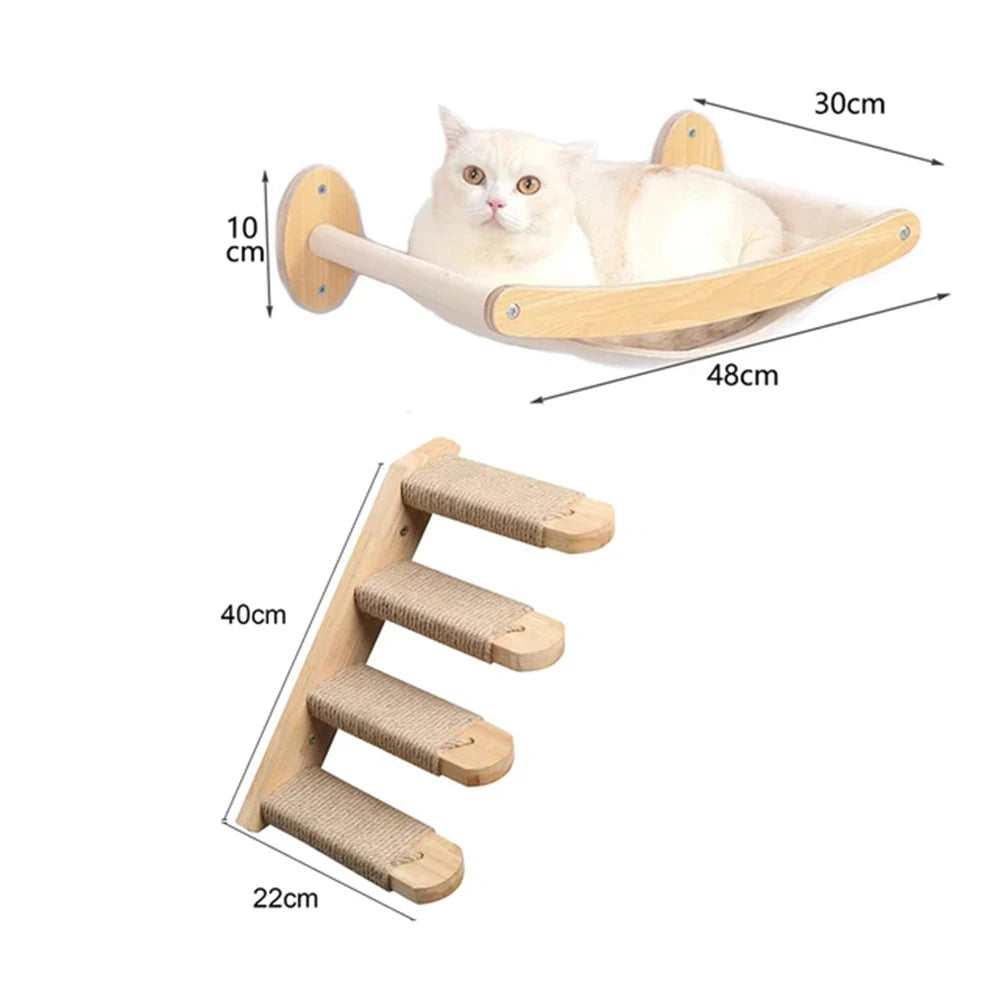 Arbre à Chat Mural avec Griffoir Sisal & Hamac