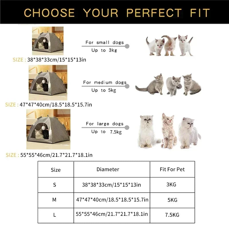 Tente Lit Chat Chien Amovible Toile Semi-Fermée - Panier Sofa Grotte | AccessoiresAnimals