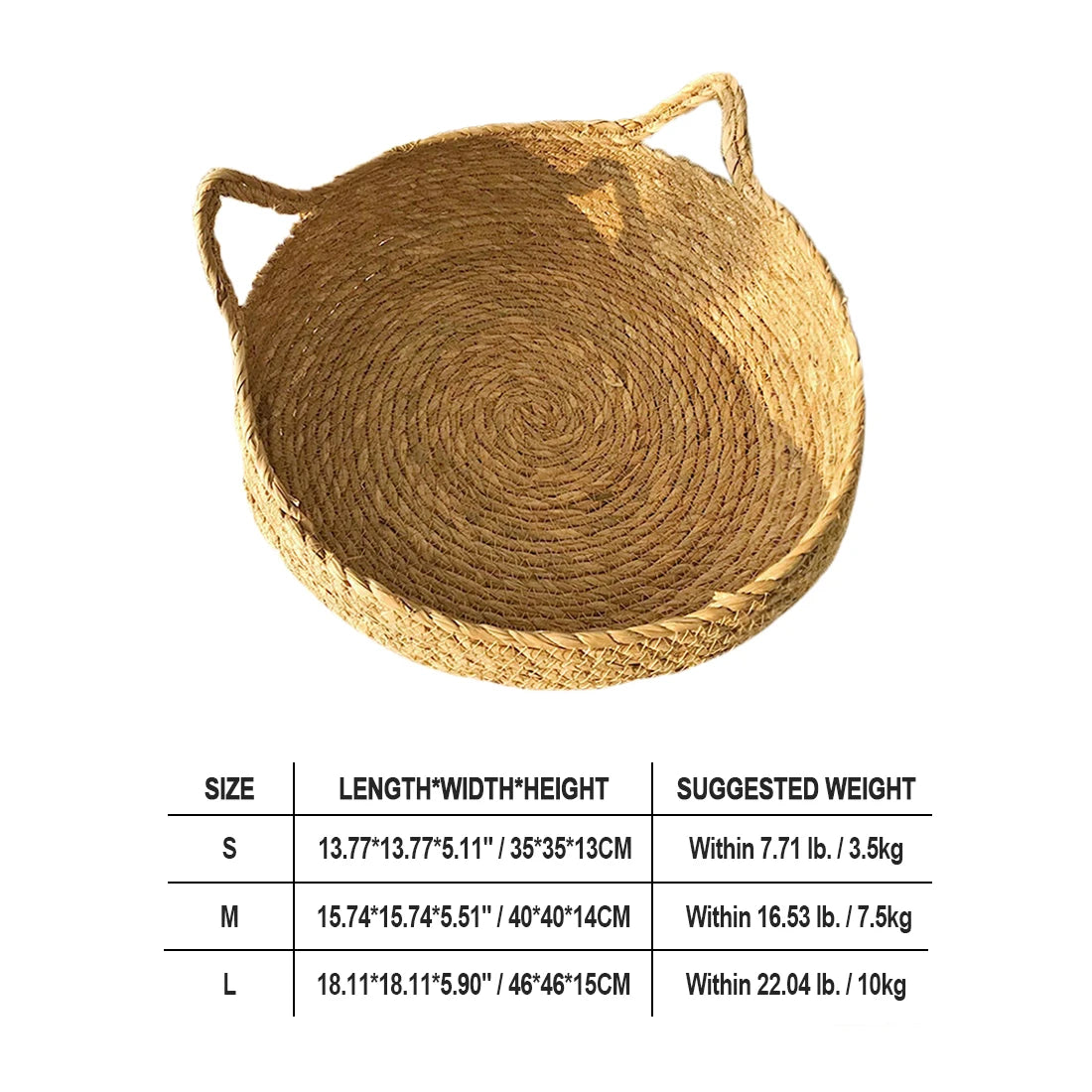 Panier Lit en Rotin pour Chat et Chien - Niche Naturelle Confortable