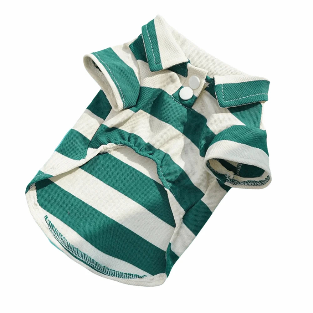 T-shirt Rayé Chien Chat - Débardeur Coton Confortable pour Animaux Été