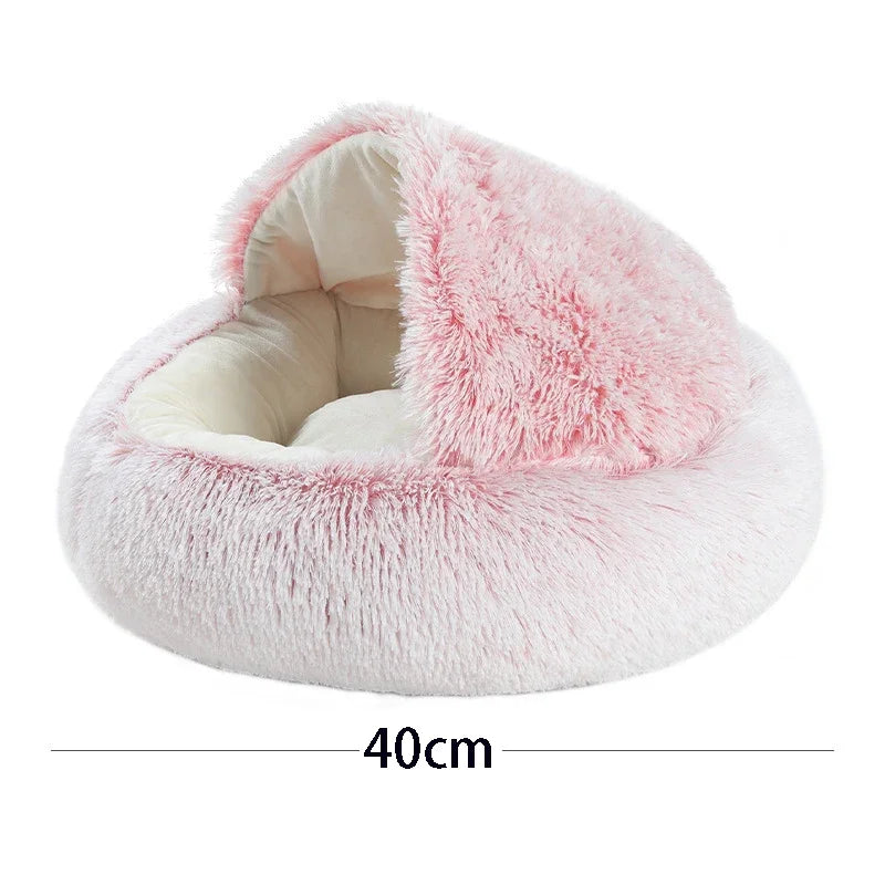 Lit Chat Chien Rond Peluche Doux avec Housse - Nid Chaud Petit Chien.
