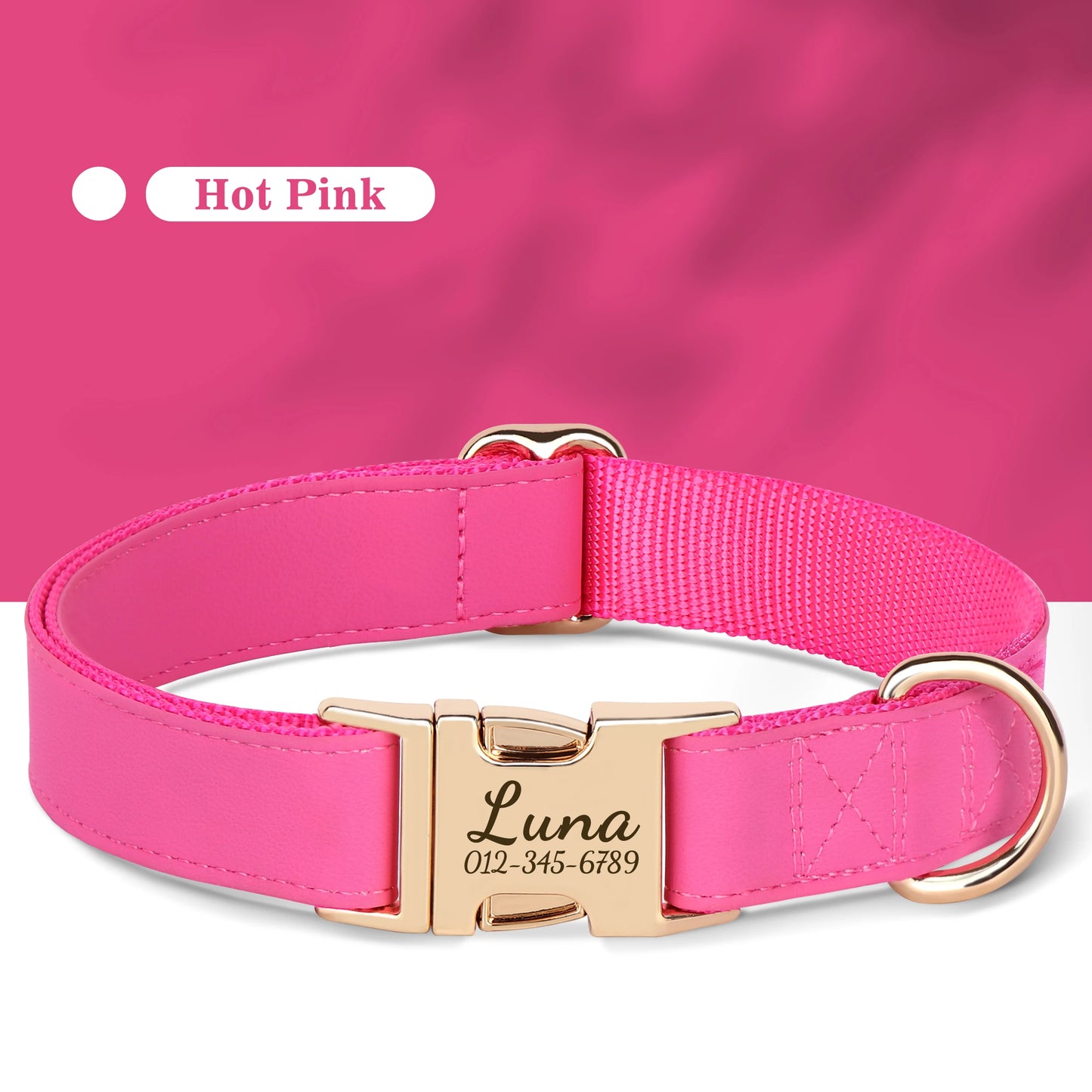 Collier Chien Personnalisé Cuir Gravure Gratuite - Anti-Perte Bulldog Carlin