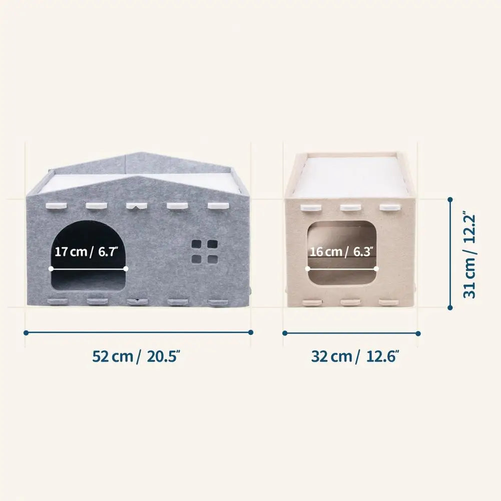 Niche Chat Feutre Grotte Nid - Maison Cachette Cube 2-en-1 Griffoir | AccessoiresAnimals